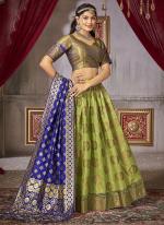 Jacquard Silk Green Wedding Wear Weaving Lehenga Choli